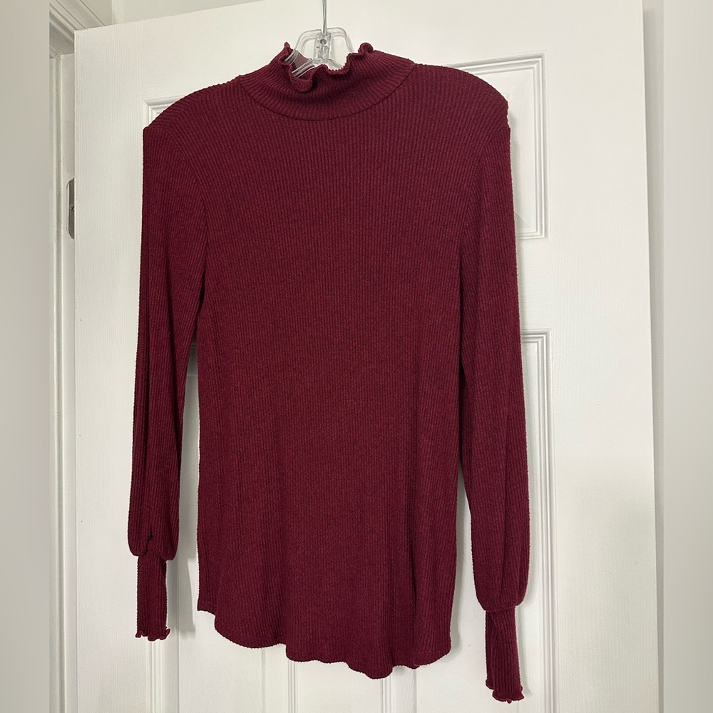 Pinkbkush Maternity Burgundy Ribbed Sweater